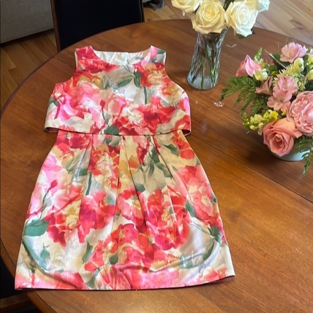 Eliza J Pink and Orange Sleeveless Cocktail Dress